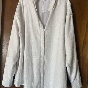 Eloquii Sparkling White Button Down Shirt